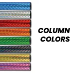 Eight premium, textured carbon-fiber trophy columns in blue, silver, red, orange, green, black, gold, and purple, displayed next to the text "COLUMN COLORS".