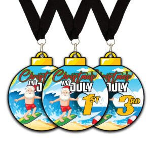 BMX Christmas in July Design Set 1. Santa riding a wave